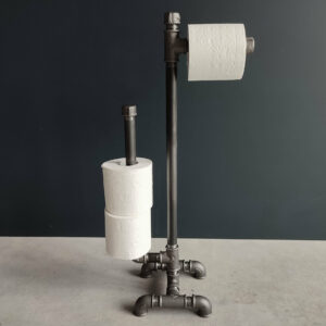 Porte Papier Toilette sur Pied en Acier Argent C…