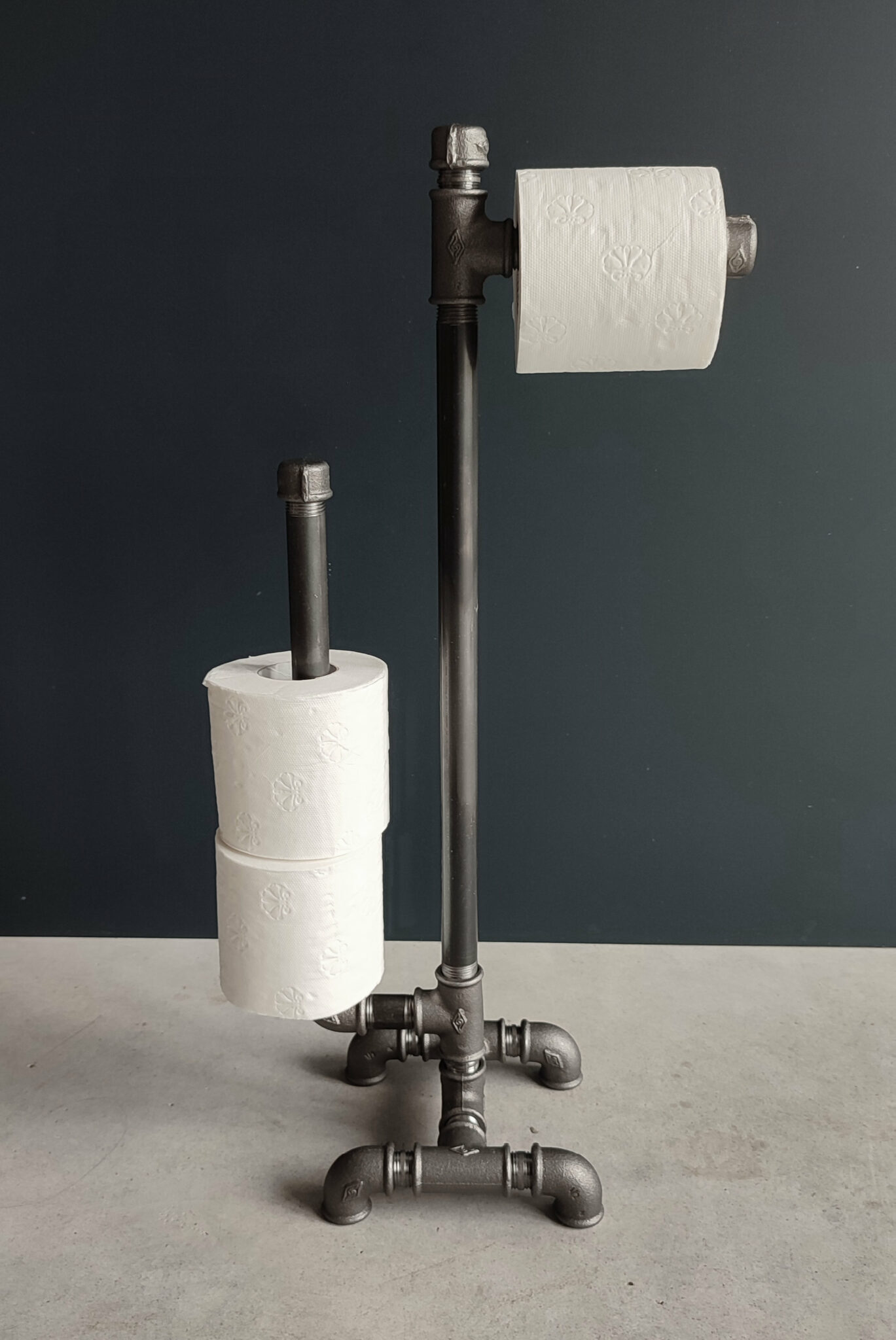mDesign Metal Toilet Paper Holder Stand and Dispenser, Holds 4 Rolls - Gray
