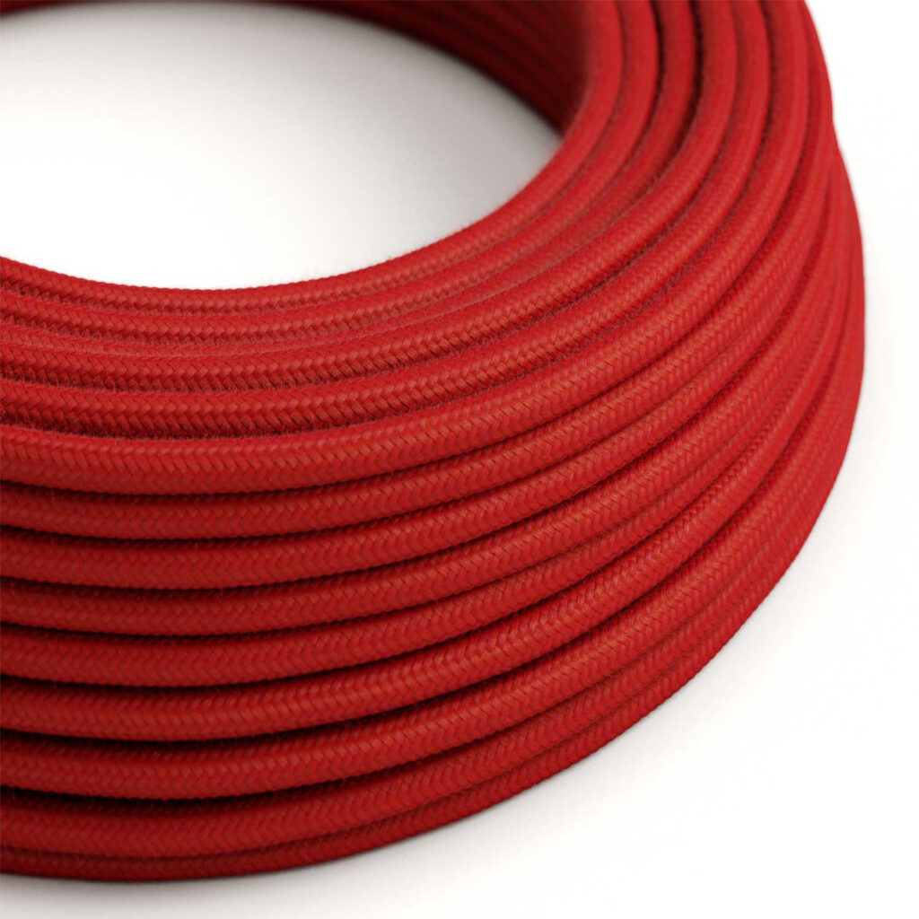 Fil Électrique Textile Rond Tissu Rouge Feu Coton pour lampe suspension DIY – MCFE0000244T4