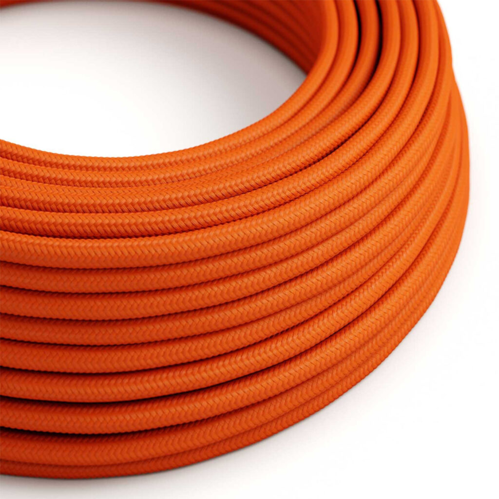 Fil Électrique Textile Rond Tissu Orange pour lampe suspension DIY – MCFE0000206T2
