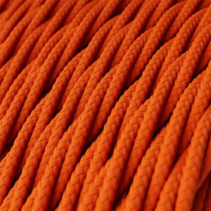 Fil Électrique Textile Torsadé Tissu Orange – 2 fils, 1m pour luminaire DIY – MCFE0010106T2S01