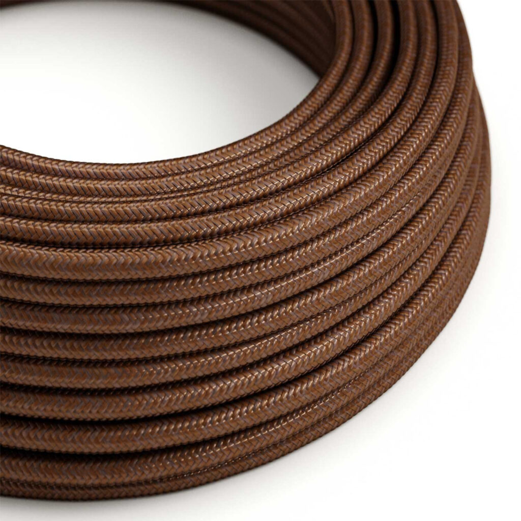 Fil Électrique Textile Rond Tissu Rouille pour lampe suspension DIY – MCFE0000227T2